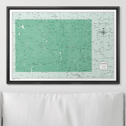 Push Pin Wyoming Map (Pin Board) - Green Color Splash CM Pin Board