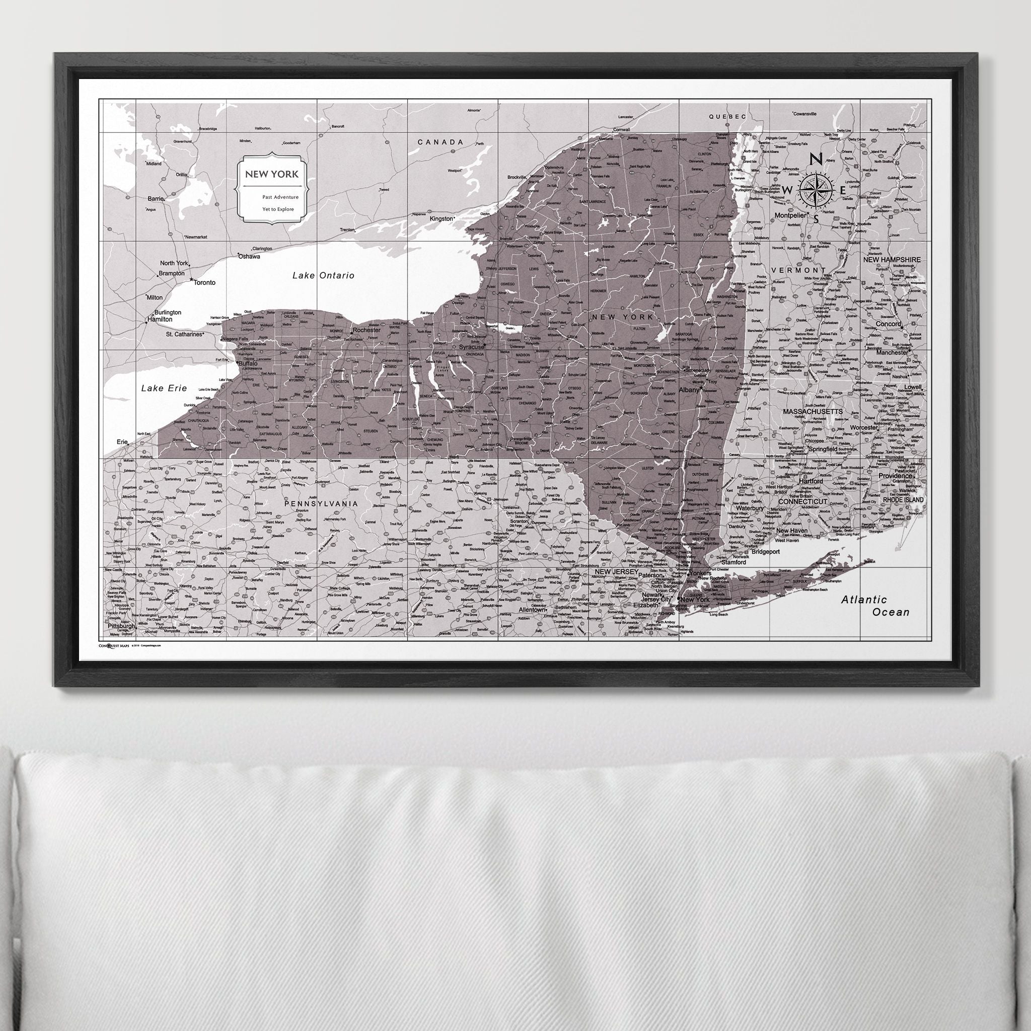 Push Pin New York Map (Pin Board) - Dark Brown Color Splash CM Pin Board