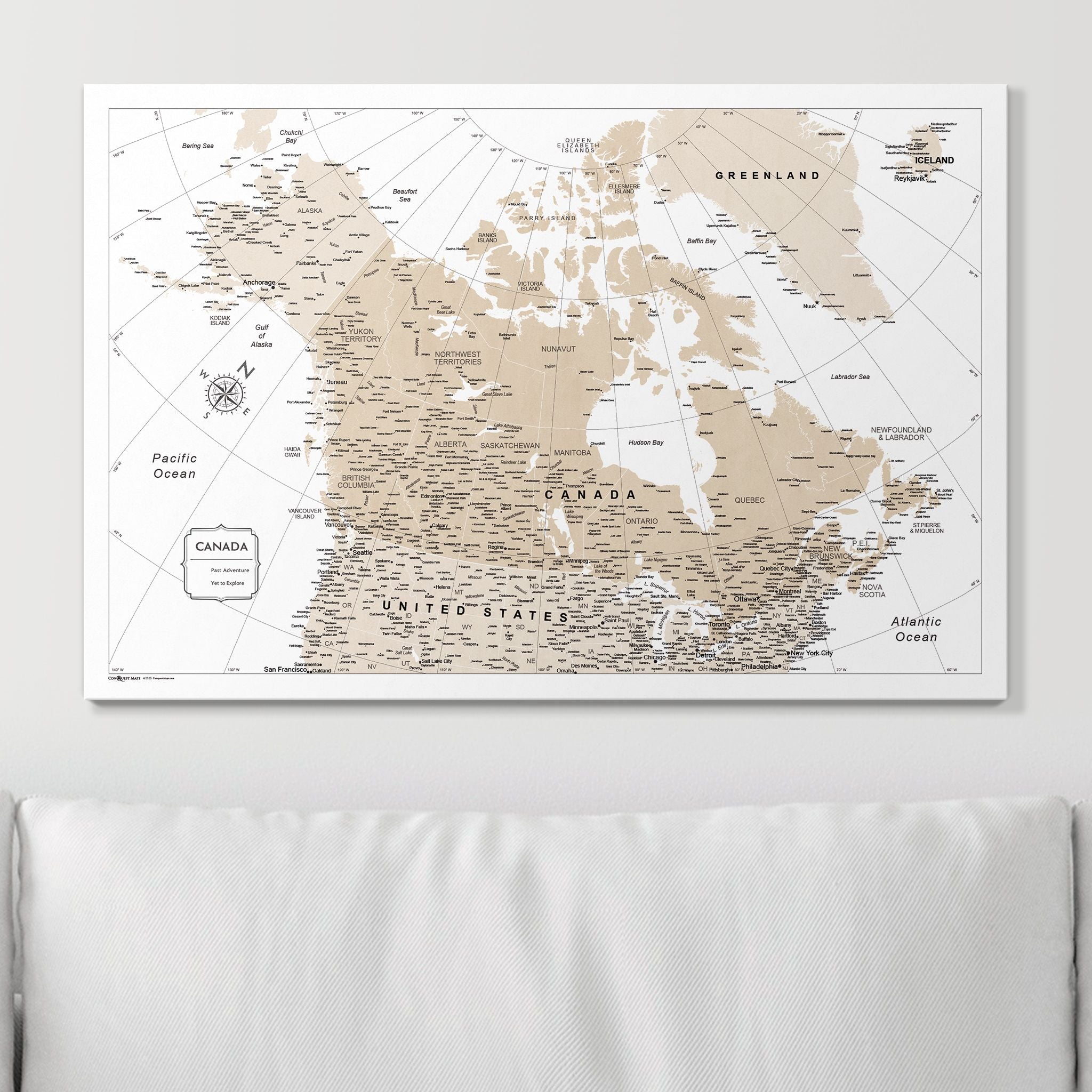 Push Pin Canada Map (Pin Board) - Light Brown Color Splash CM Pin Board