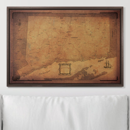 Push Pin Connecticut Map (Pin Board) - Golden Aged CM Pin Board