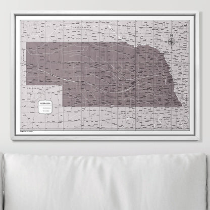 Push Pin Nebraska Map (Pin Board) - Dark Brown Color Splash CM Pin Board