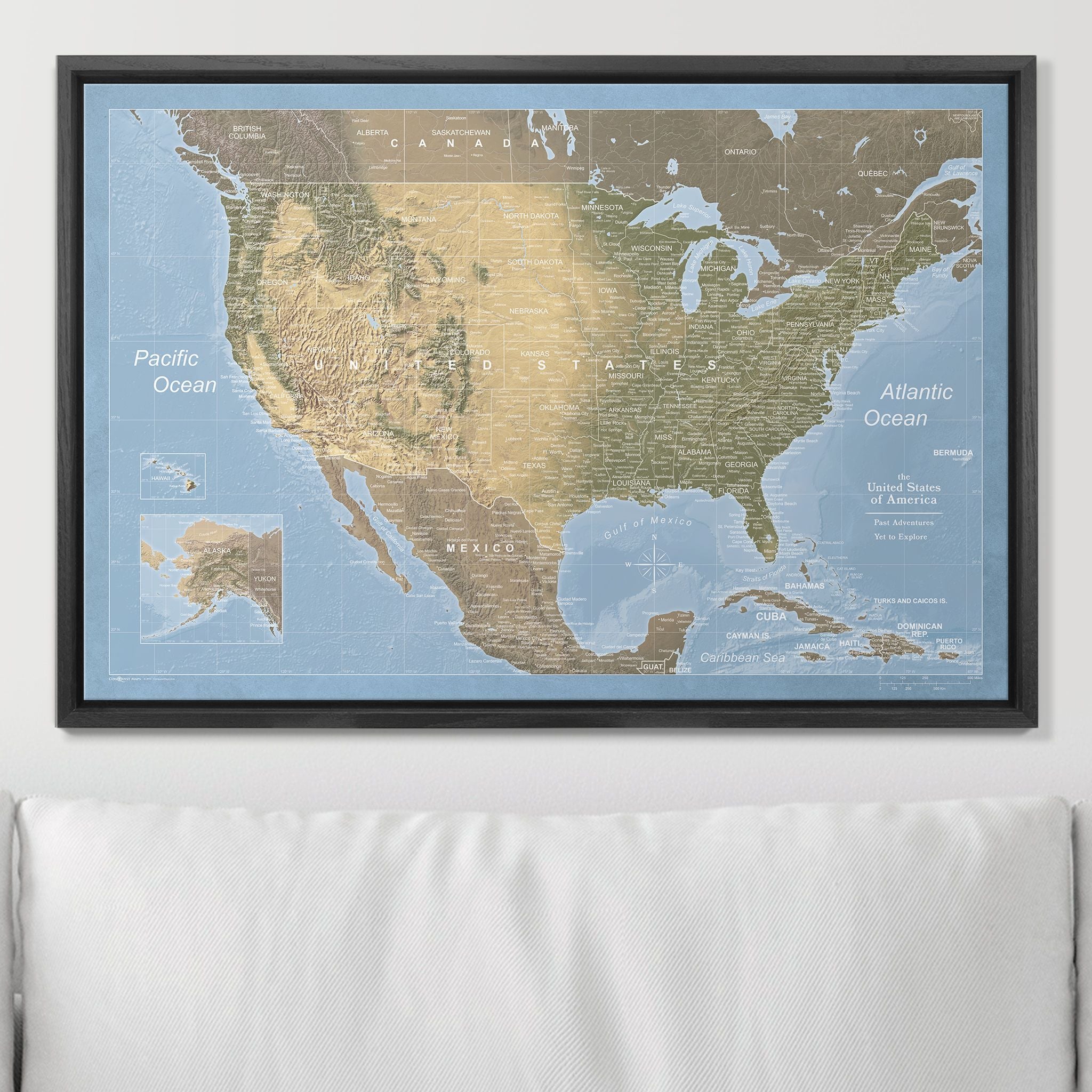 Push Pin USA Map (Pin Board) - Natural Earth CM Pin Board