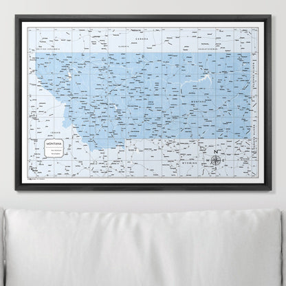 Push Pin Montana Map (Pin Board) - Light Blue Color Splash CM Pin Board