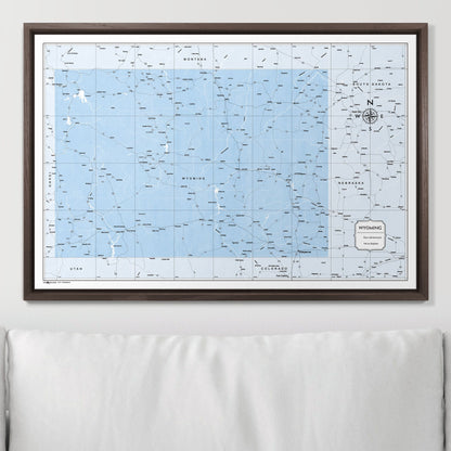 Push Pin Wyoming Map (Pin Board) - Light Blue Color Splash CM Pin Board