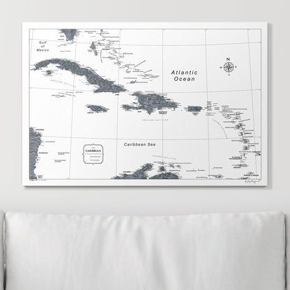 Push Pin Caribbean Map (Pin Board) - Dark Gray Color Splash CM Pin Board