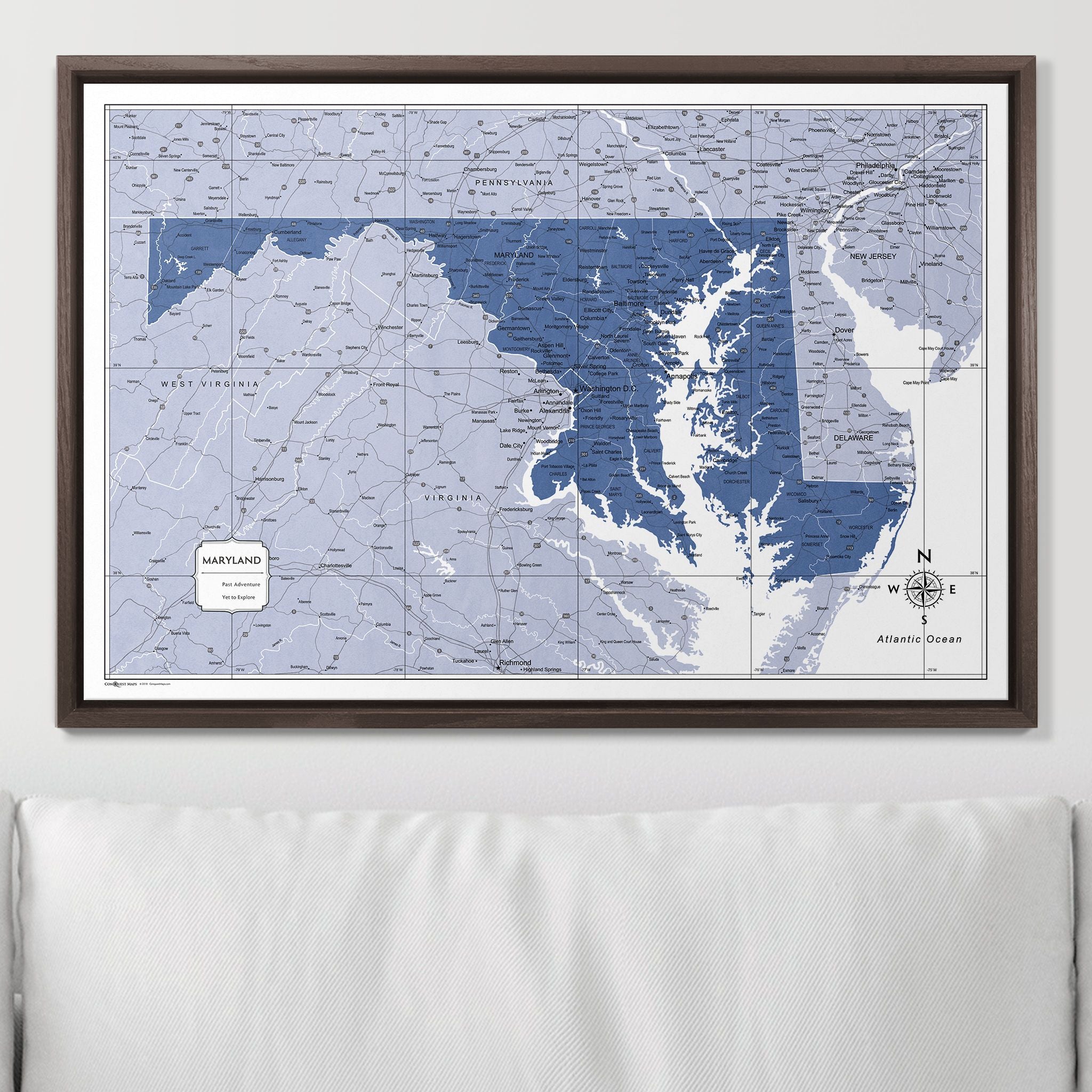 Push Pin Maryland Map (Pin Board) - Navy Color Splash CM Pin Board