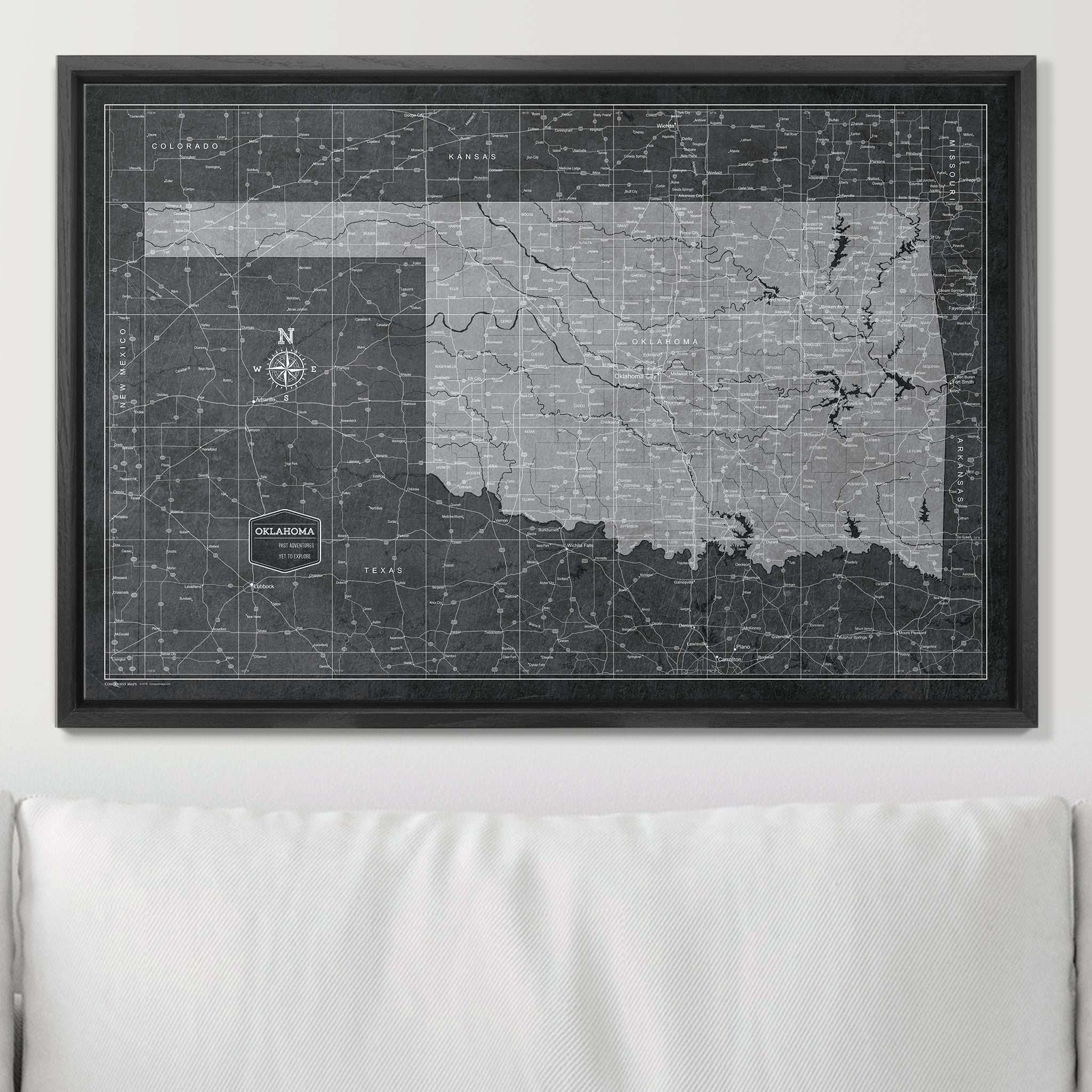 Push Pin Oklahoma Map (Pin Board) - Modern Slate CM Pin Board