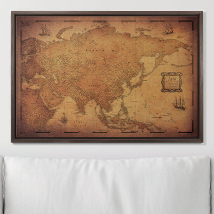 Push Pin Asia Map (Pin Board) - Golden Aged CM Pin Board