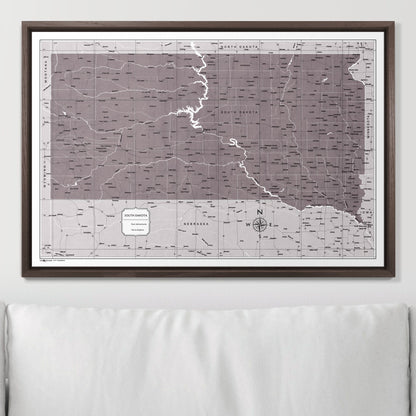 Push Pin South Dakota Map (Pin Board) - Dark Brown Color Splash CM Pin Board