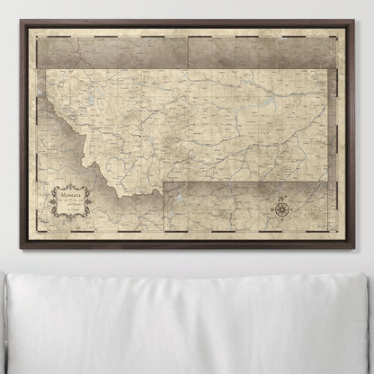 Push Pin Montana Map (Pin Board) - Rustic Vintage CM Pin Board