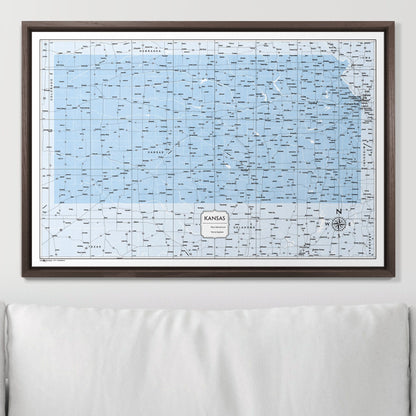 Push Pin Kansas Map (Pin Board) - Light Blue Color Splash CM Pin Board