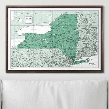 Push Pin New York Map (Pin Board) - Green Color Splash CM Pin Board