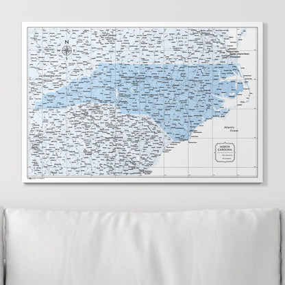 Push Pin North Carolina Map (Pin Board) - Light Blue Color Splash CM Pin Board