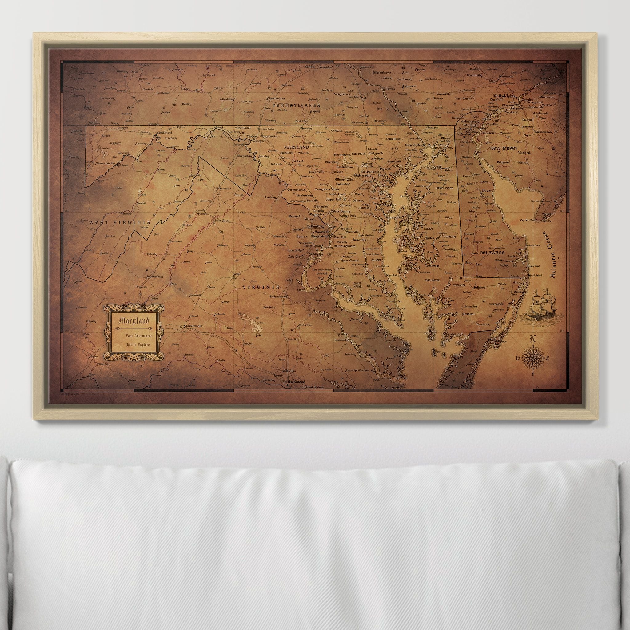 Push Pin Maryland Map (Pin Board) - Golden Aged CM Pin Board