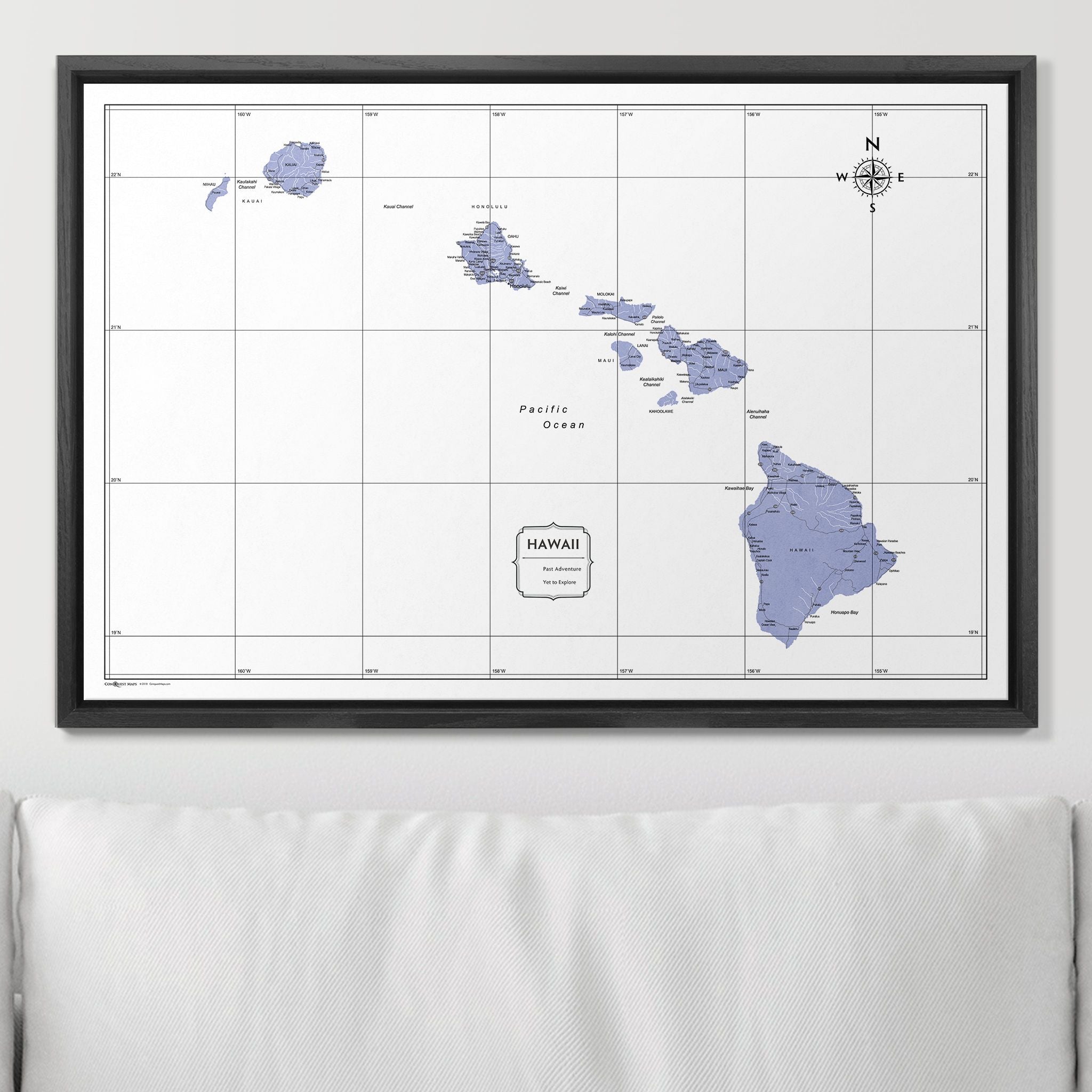 Push Pin Hawaii Map (Pin Board) - Purple Color Splash CM Pin Board