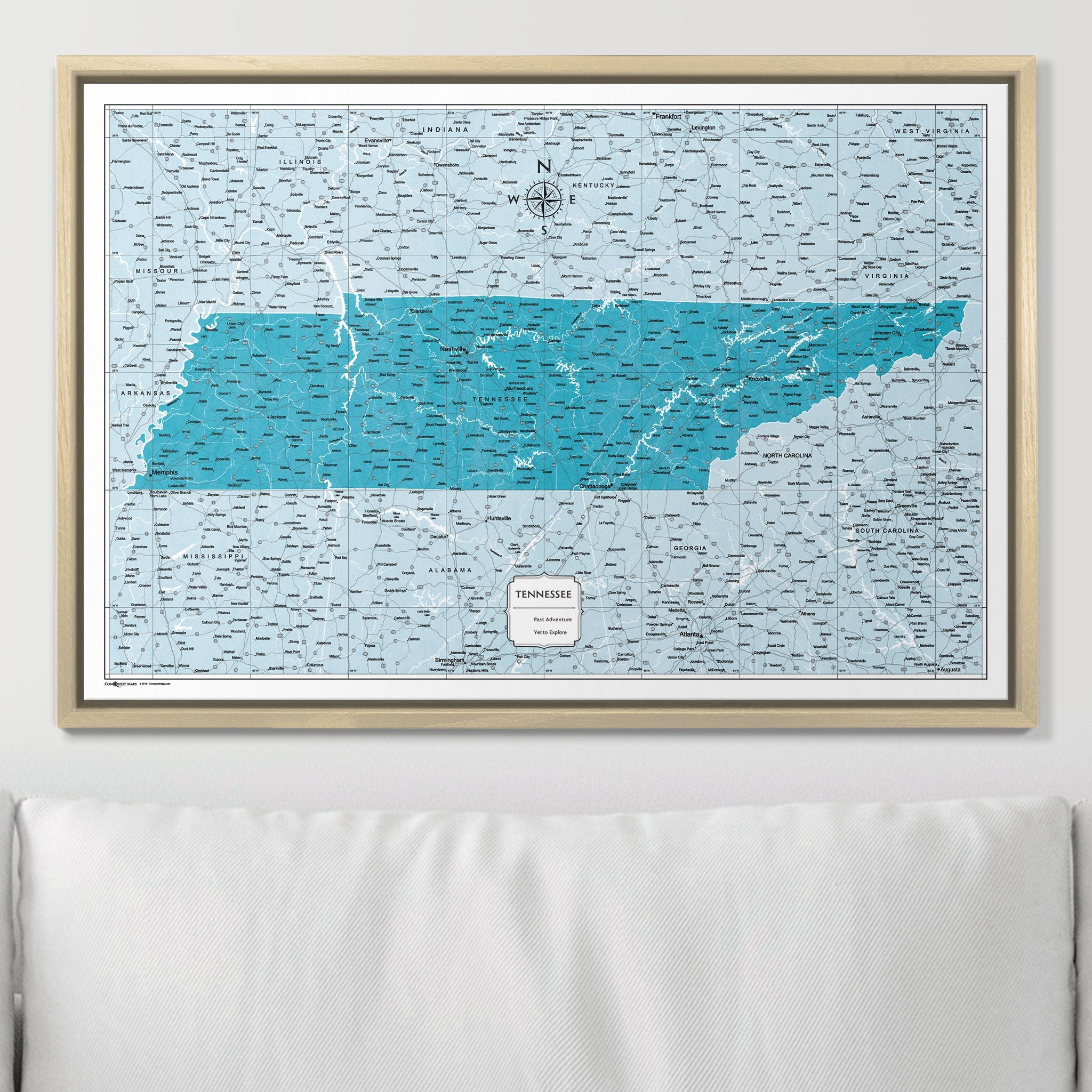 Push Pin Tennessee Map (Pin Board) - Teal Color Splash CM Pin Board