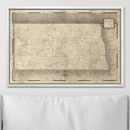 Push Pin North Dakota Map (Pin Board) - Rustic Vintage CM Pin Board