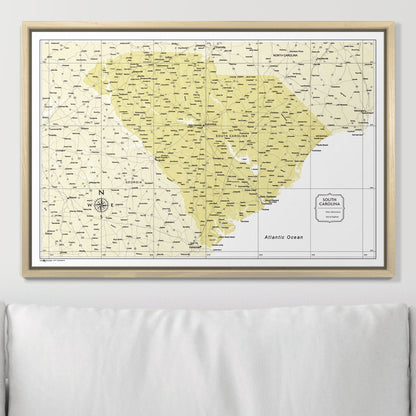 Push Pin South Carolina Map (Pin Board) - Yellow Color Splash CM Pin Board