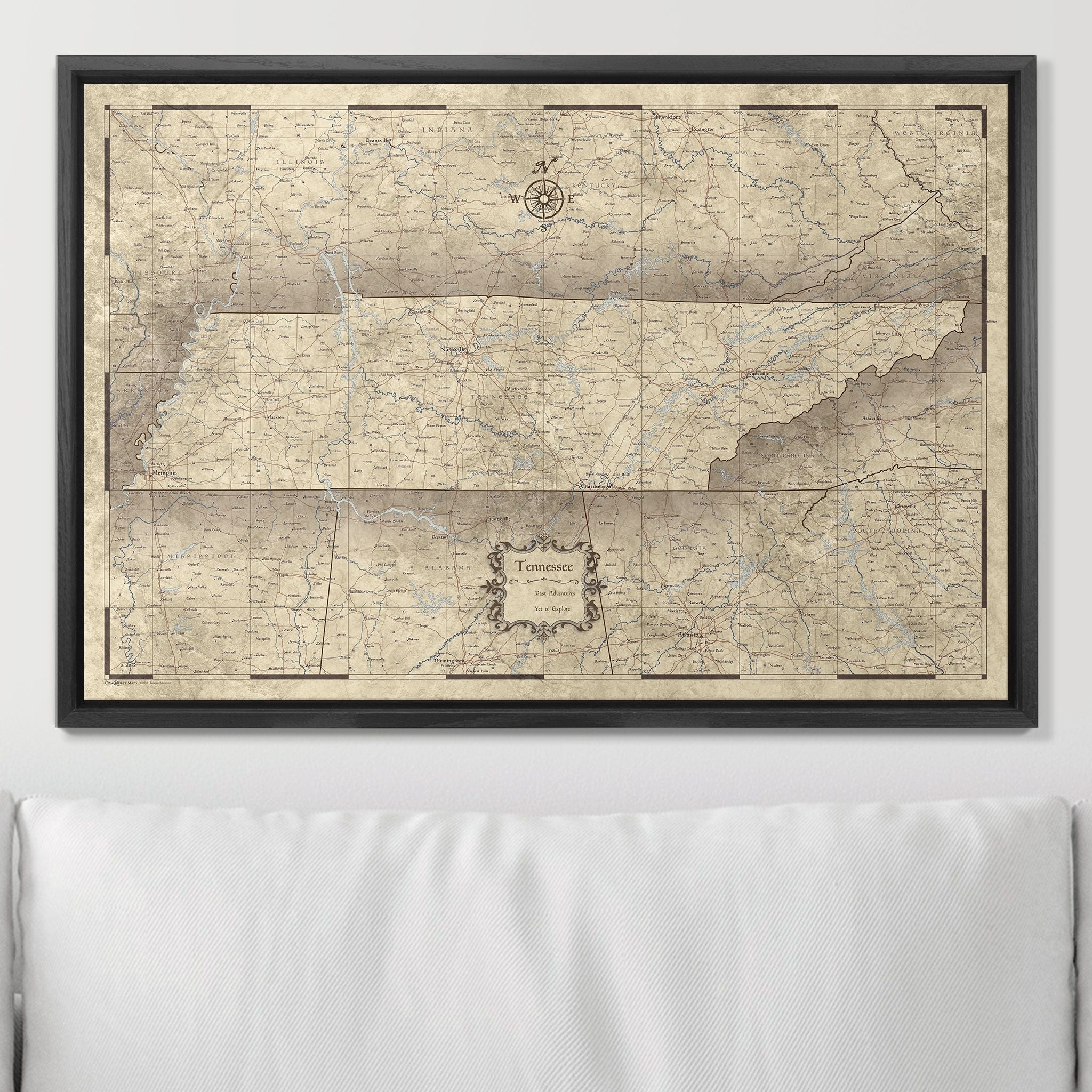 Push Pin Tennessee Map (Pin Board) - Rustic Vintage CM Pin Board