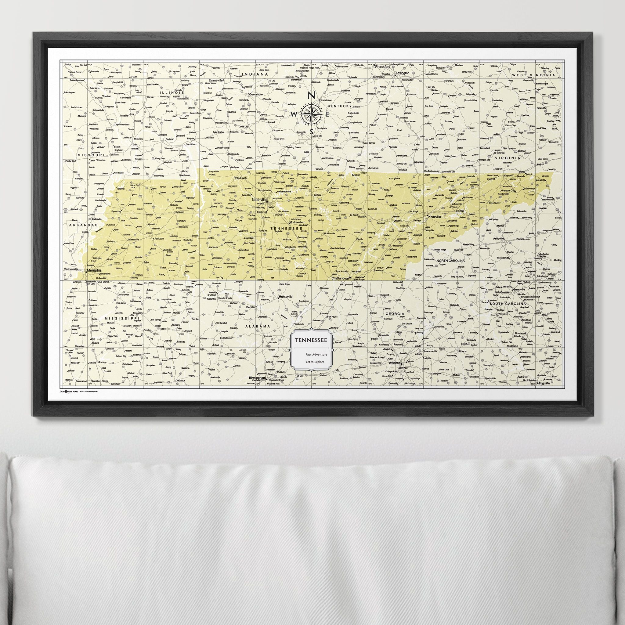 Push Pin Tennessee Map (Pin Board) - Yellow Color Splash CM Pin Board