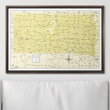 Push Pin South Dakota Map (Pin Board) - Yellow Color Splash CM Pin Board