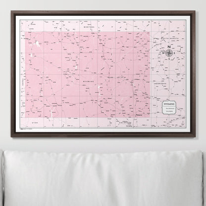 Push Pin Wyoming Map (Pin Board) - Pink Color Splash CM Pin Board