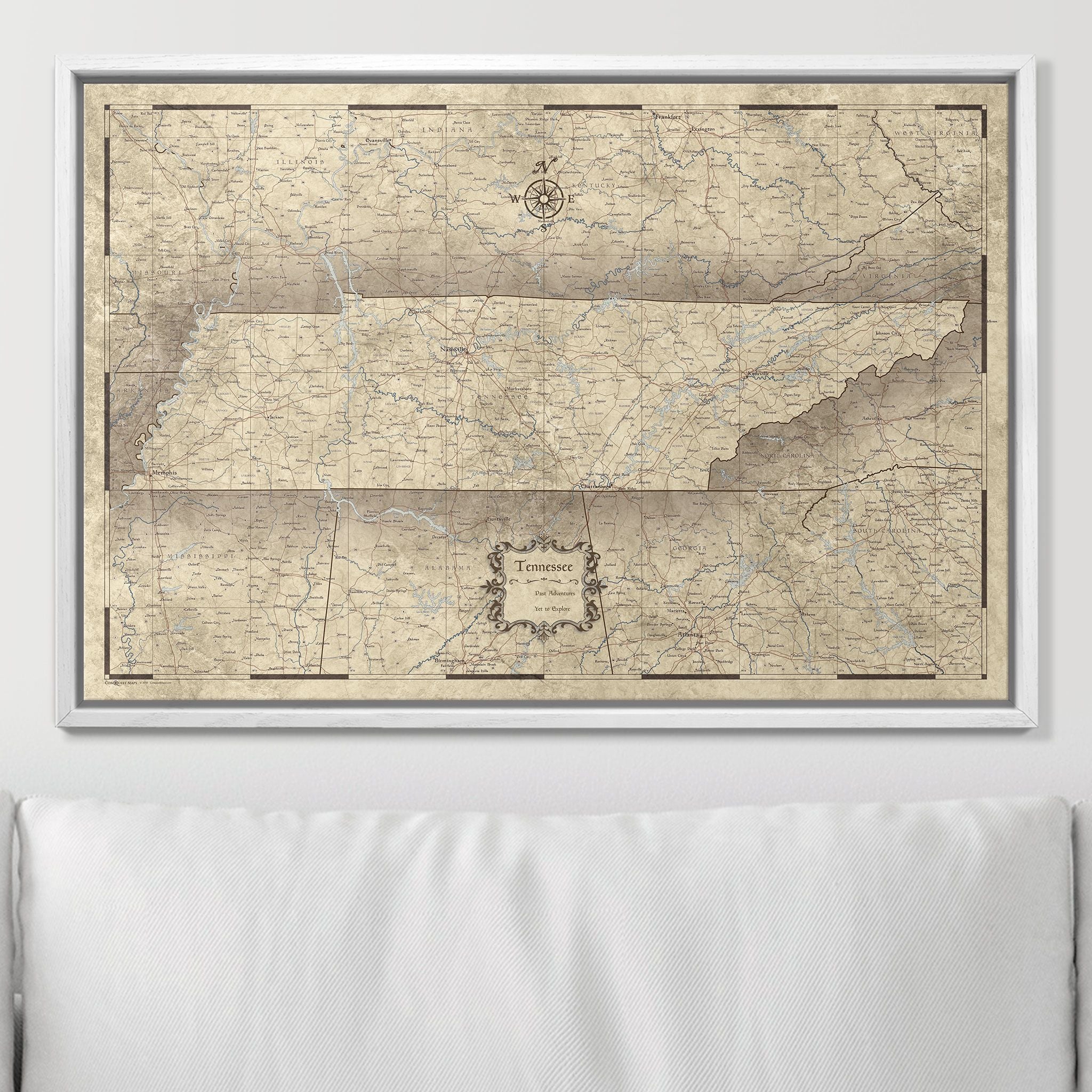 Push Pin Tennessee Map (Pin Board) - Rustic Vintage CM Pin Board