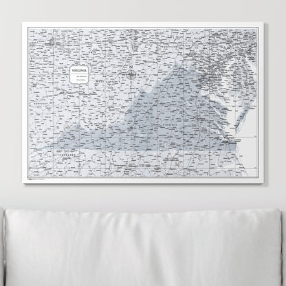 Push Pin Virginia Map (Pin Board) - Light Gray Color Splash CM Pin Board