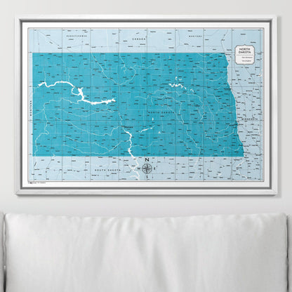 Push Pin North Dakota Map (Pin Board) - Teal Color Splash CM Pin Board