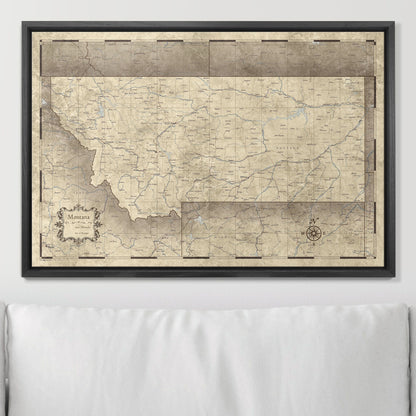 Push Pin Montana Map (Pin Board) - Rustic Vintage CM Pin Board