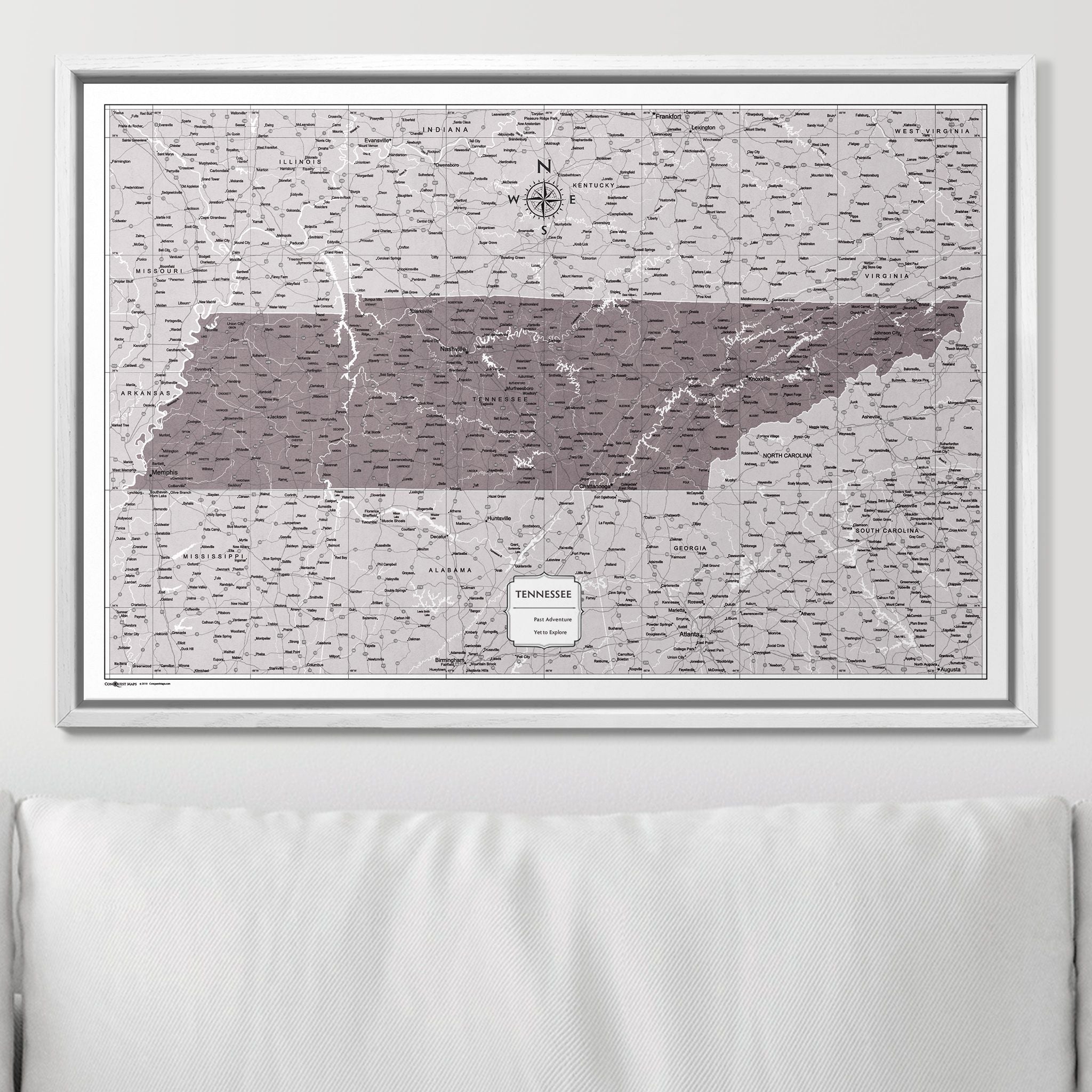 Push Pin Tennessee Map (Pin Board) - Dark Brown Color Splash CM Pin Board