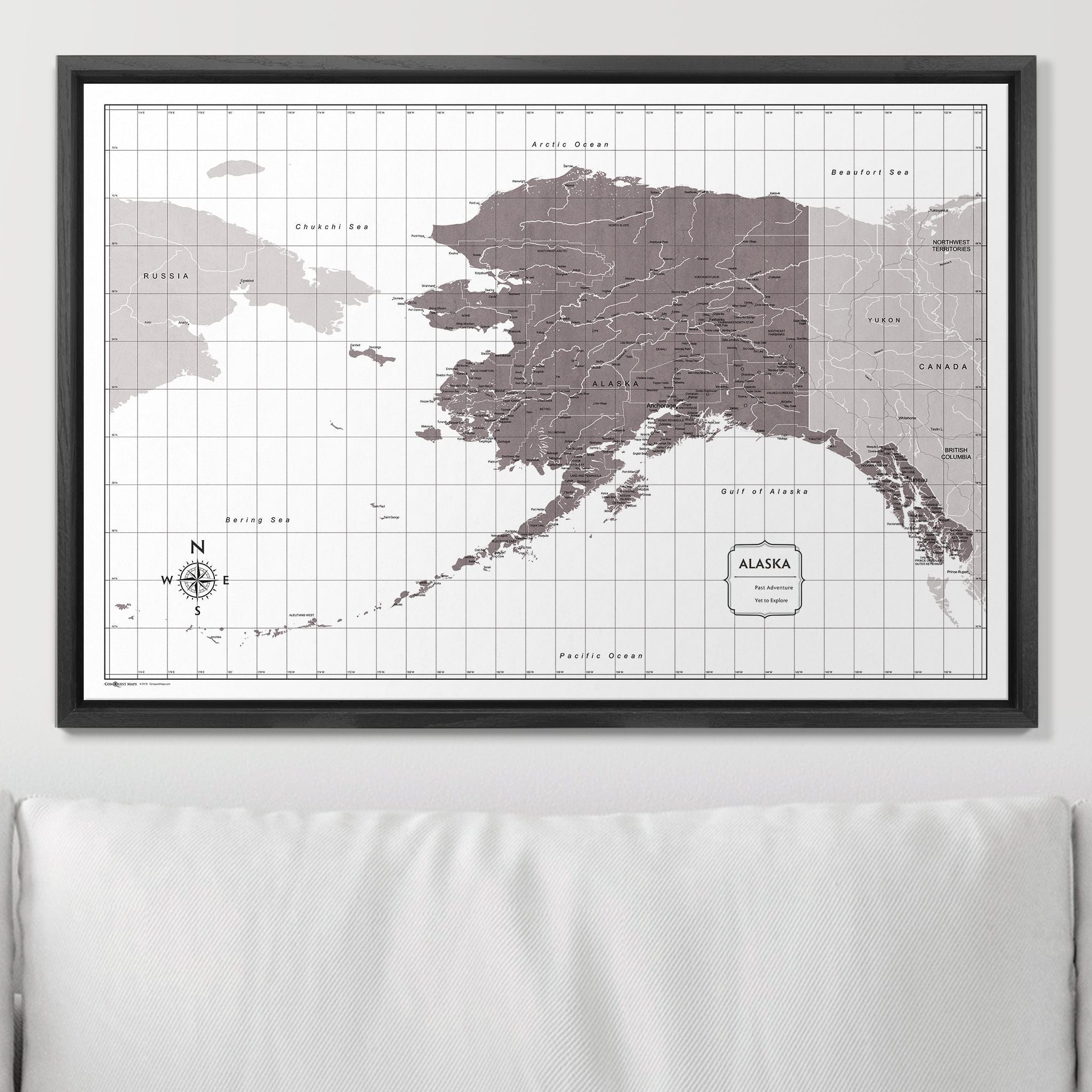 Push Pin Alaska Map (Pin Board) - Dark Brown Color Splash CM Pin Board