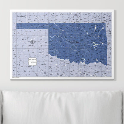 Push Pin Oklahoma Map (Pin Board) - Navy Color Splash CM Pin Board