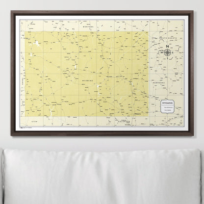 Push Pin Wyoming Map (Pin Board) - Yellow Color Splash CM Pin Board