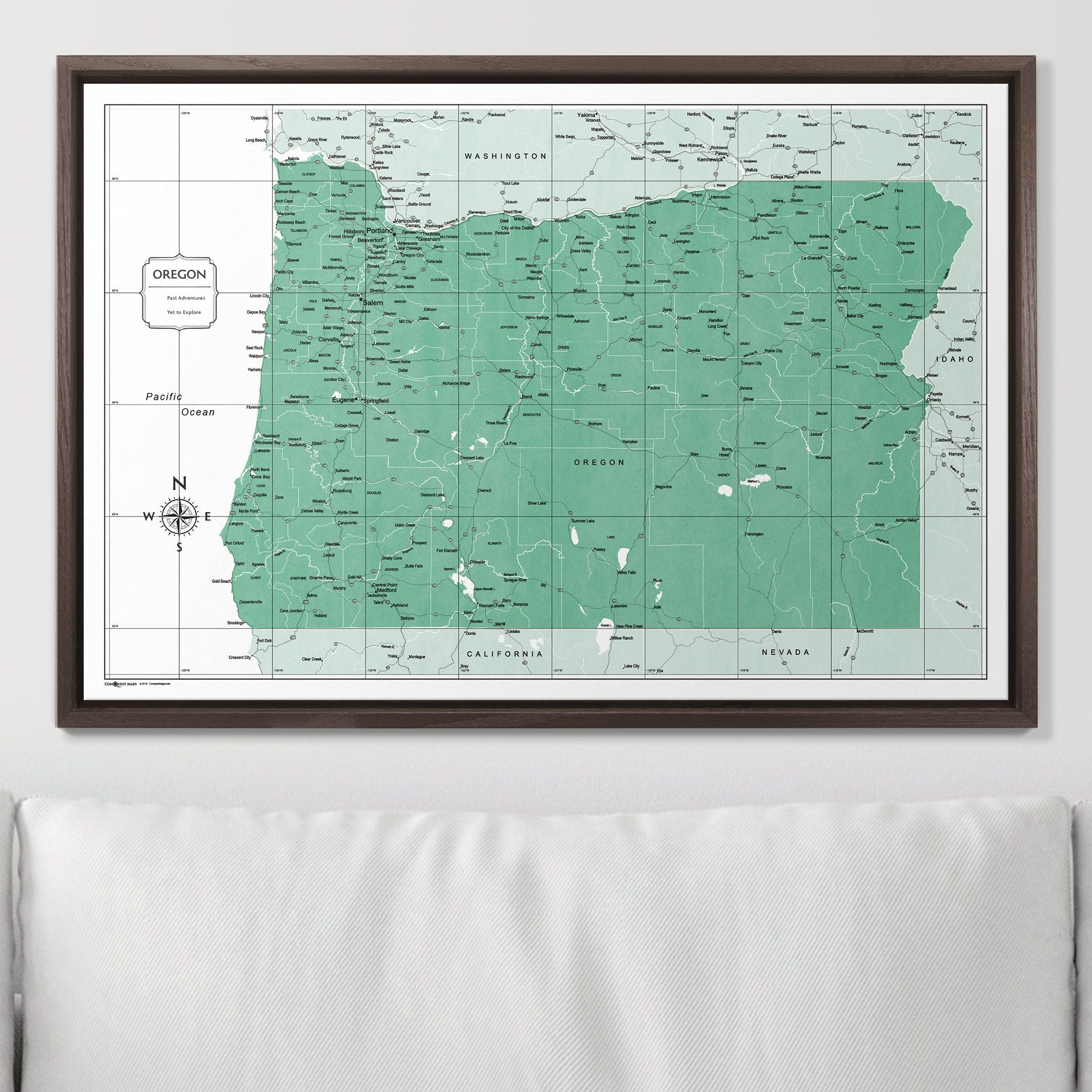 Push Pin Oregon Map (Pin Board) - Green Color Splash CM Pin Board