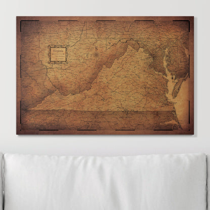 Push Pin Virginia Map (Pin Board) - Golden Aged CM Pin Board