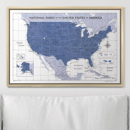 Push Pin National Parks Map (Pin Board) - Navy Color Splash CM Pin Board