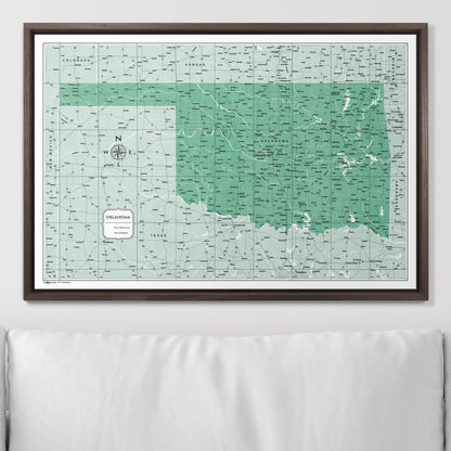 Push Pin Oklahoma Map (Pin Board) - Green Color Splash CM Pin Board