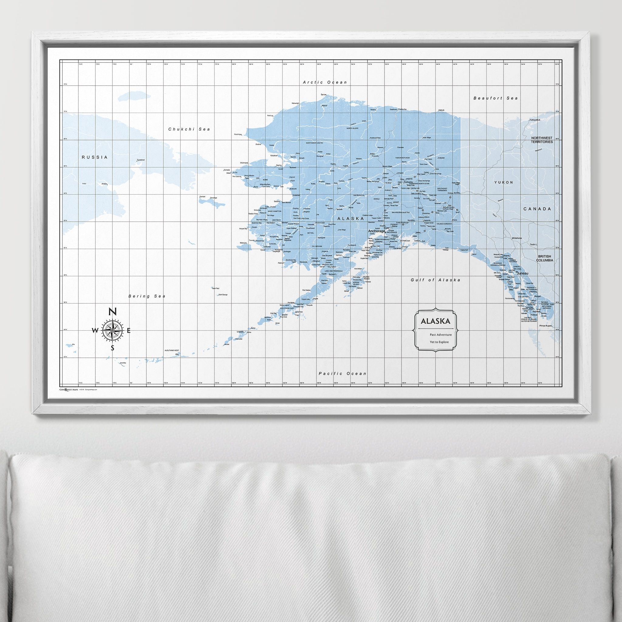 Push Pin Alaska Map (Pin Board) - Light Blue Color Splash CM Pin Board