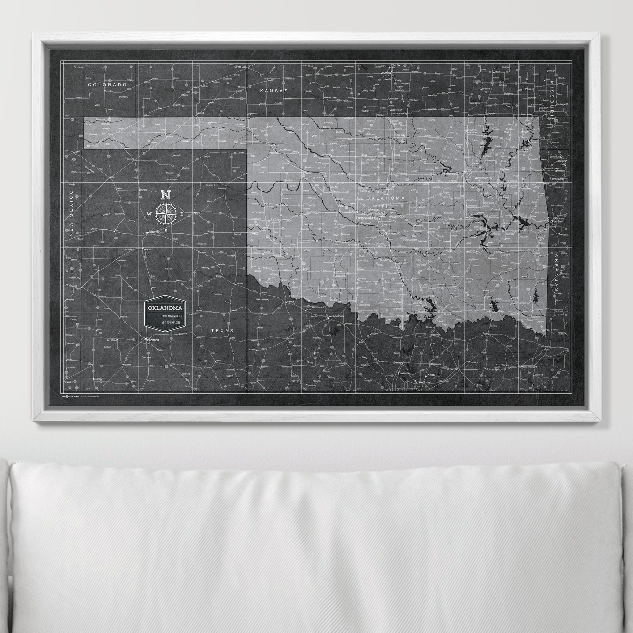 Push Pin Oklahoma Map (Pin Board) - Modern Slate CM Pin Board