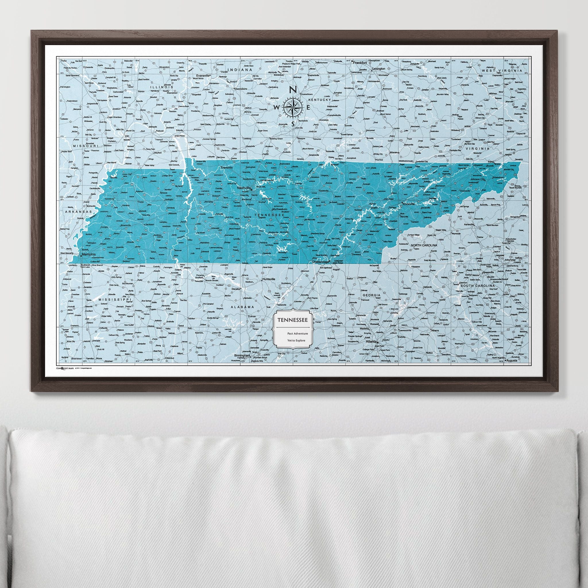 Push Pin Tennessee Map (Pin Board) - Teal Color Splash CM Pin Board