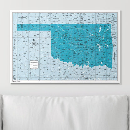 Push Pin Oklahoma Map (Pin Board) - Teal Color Splash CM Pin Board