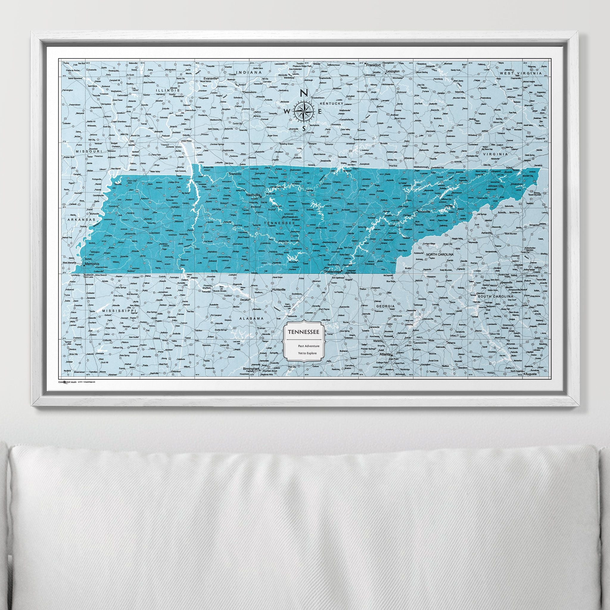 Push Pin Tennessee Map (Pin Board) - Teal Color Splash CM Pin Board