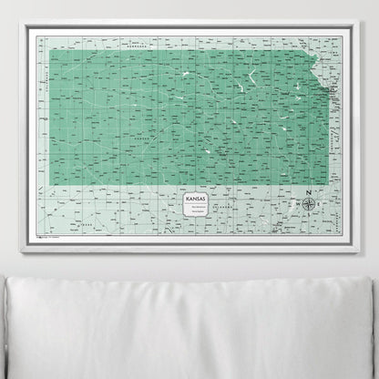 Push Pin Kansas Map (Pin Board) - Green Color Splash CM Pin Board