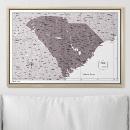 Push Pin South Carolina Map (Pin Board) - Dark Brown Color Splash CM Pin Board