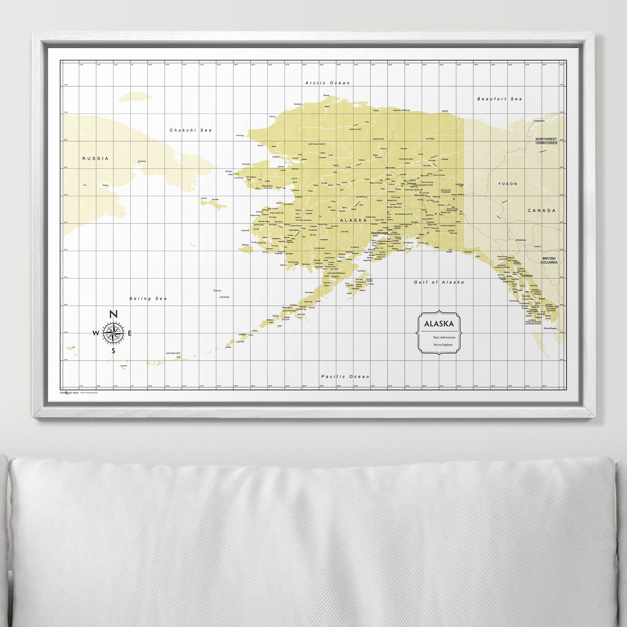 Push Pin Alaska Map (Pin Board) - Yellow Color Splash CM Pin Board