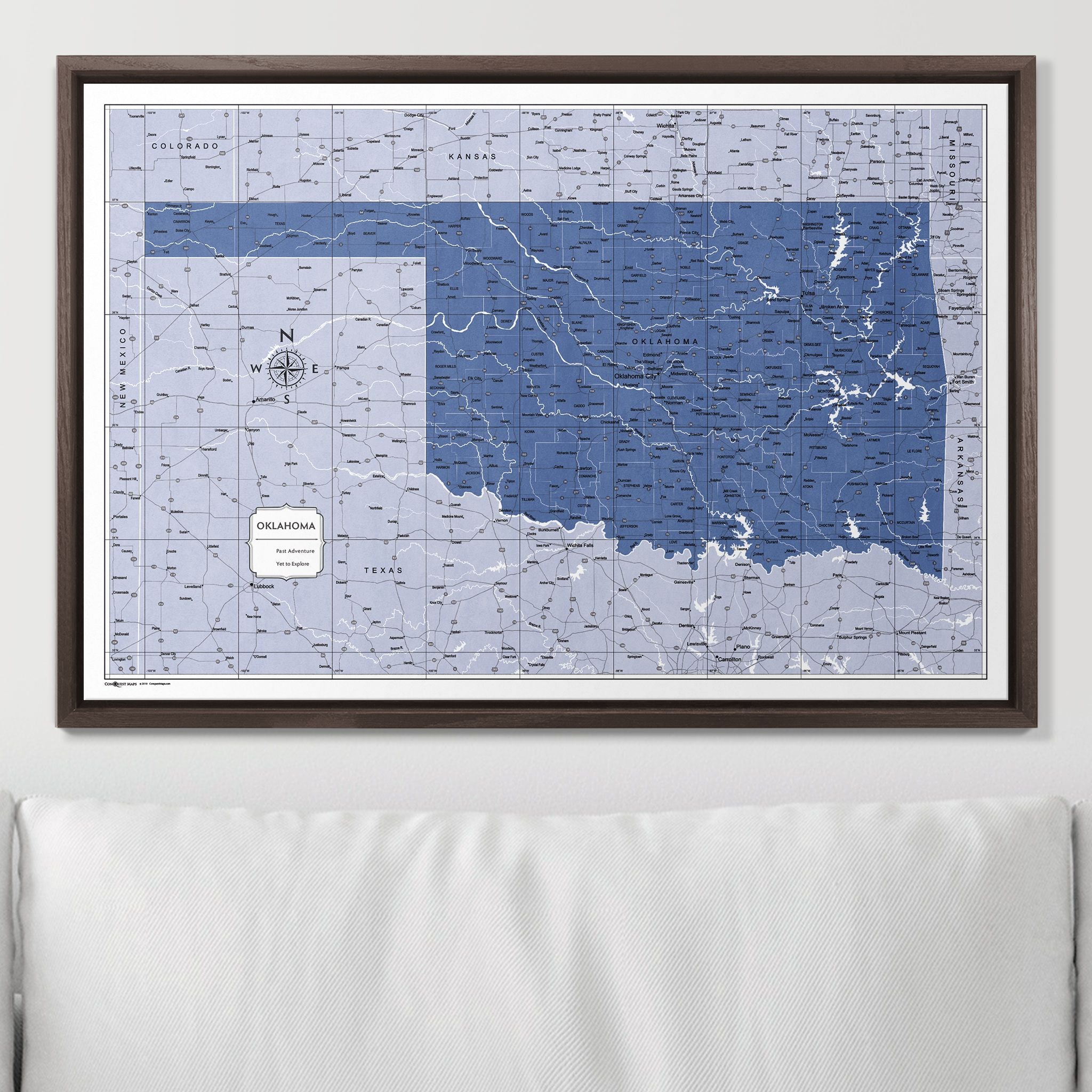 Push Pin Oklahoma Map (Pin Board) - Navy Color Splash CM Pin Board