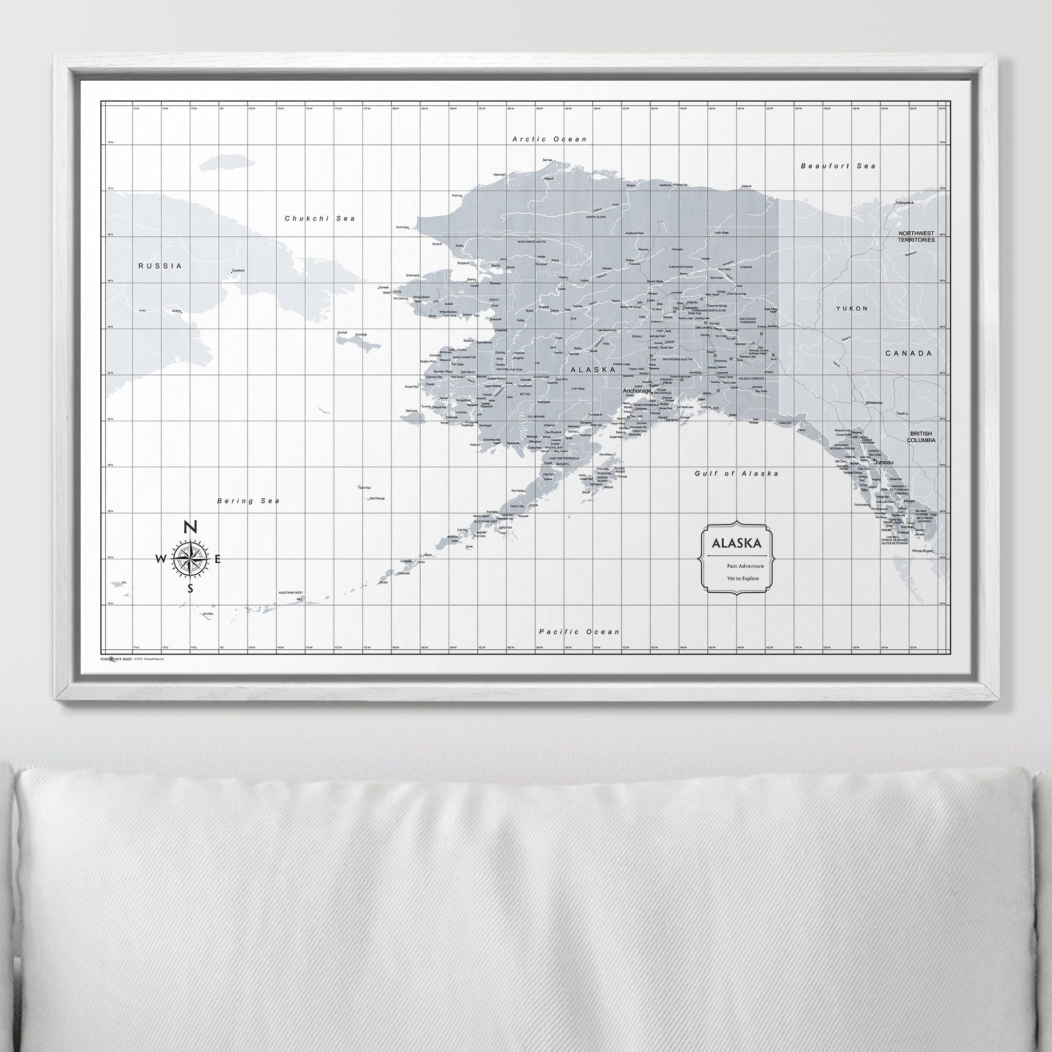 Push Pin Alaska Map (Pin Board) - Light Gray Color Splash CM Pin Board