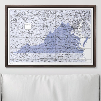 Push Pin Virginia Map (Pin Board) - Purple Color Splash CM Pin Board