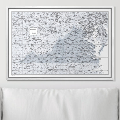 Push Pin Virginia Map (Pin Board) - Light Gray Color Splash CM Pin Board